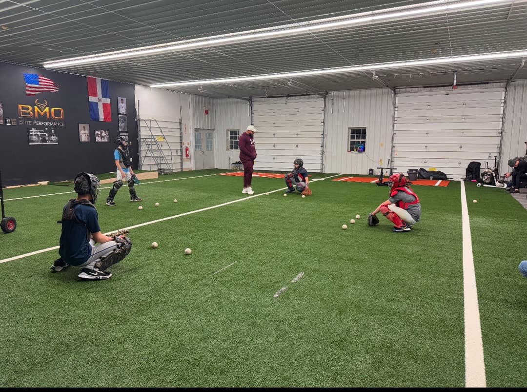 Training area showing baseball equipment and training space