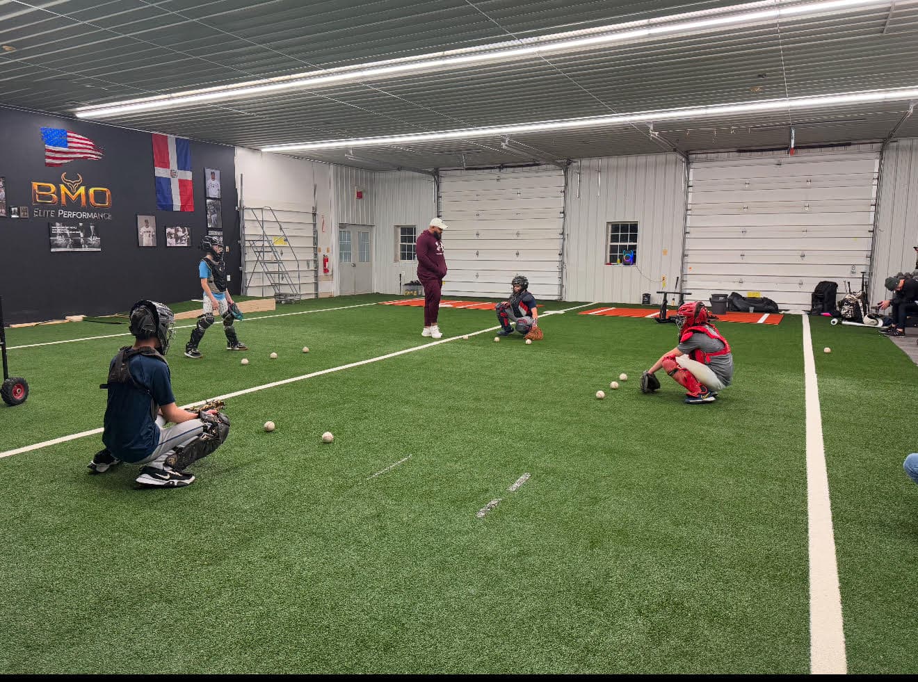 Training area showing baseball equipment
